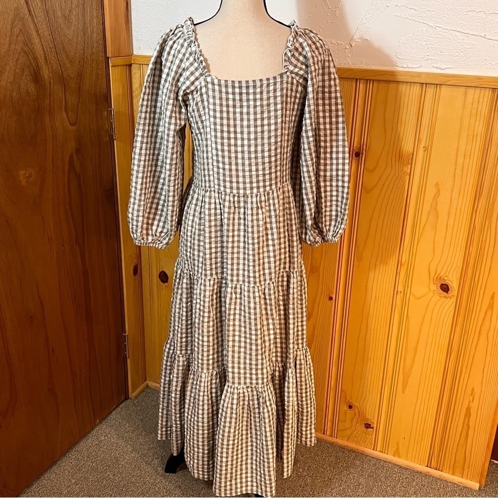 Madison Mathews Emma Gingham Maxi Dress Sz-S - Picture 6 of 12